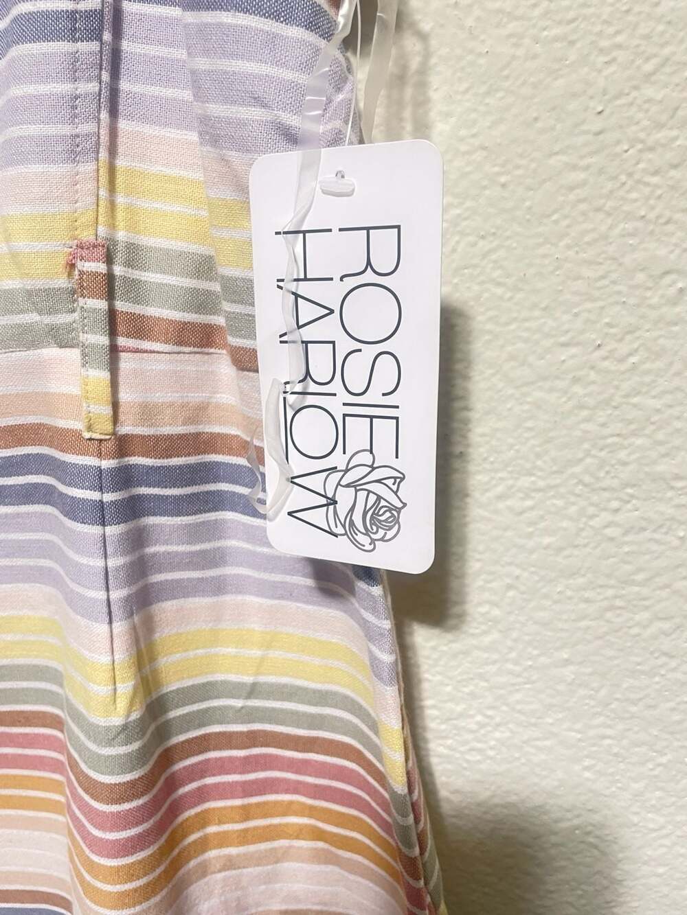 Rosie Harlow Striped Square Neck Mini Dress Size L - Picture 3 of 4